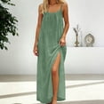 thumbnail image 3 of Daiosportswear Robe Longue de Détente pour Femmes à Bretelles Spaghetti, Dos Nu, Coupe Ample, Robe-Robe à Manches Courtes pour Femmes Vert P(S), 3 of 7