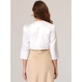 thumbnail image 4 of INSPIRE CHIC Boléro Cardigan en Satin Uni Élégant pour Femme, Ouvert à l'Avant, Manches 3/4, 4 of 5