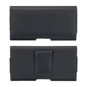 Unique Bargains Phone Belt Holder Case for 5.5-6.2' Cell Phones, Horizontal Leather Phone Belt Pouch, Black