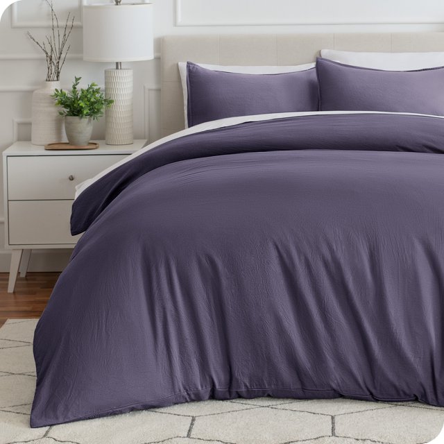 Bare Home Housse de Couette Sablée - Ultra Douce - Premium 1800 Collection - Ensemble 2 Pcs - Lit Simple/simple TG, Violet Poussiéreux