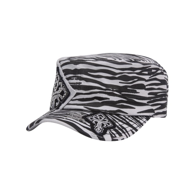 Top Headwear Womens Print Adjustable Cadet Cap - Zebra - Studded Cross