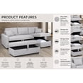 thumbnail image 4 of Brassex Amanda Sofa sectionnel réversible avec rangement pour salon avec ottoman de rangement et coussins décoratifs, gris, 4 of 11
