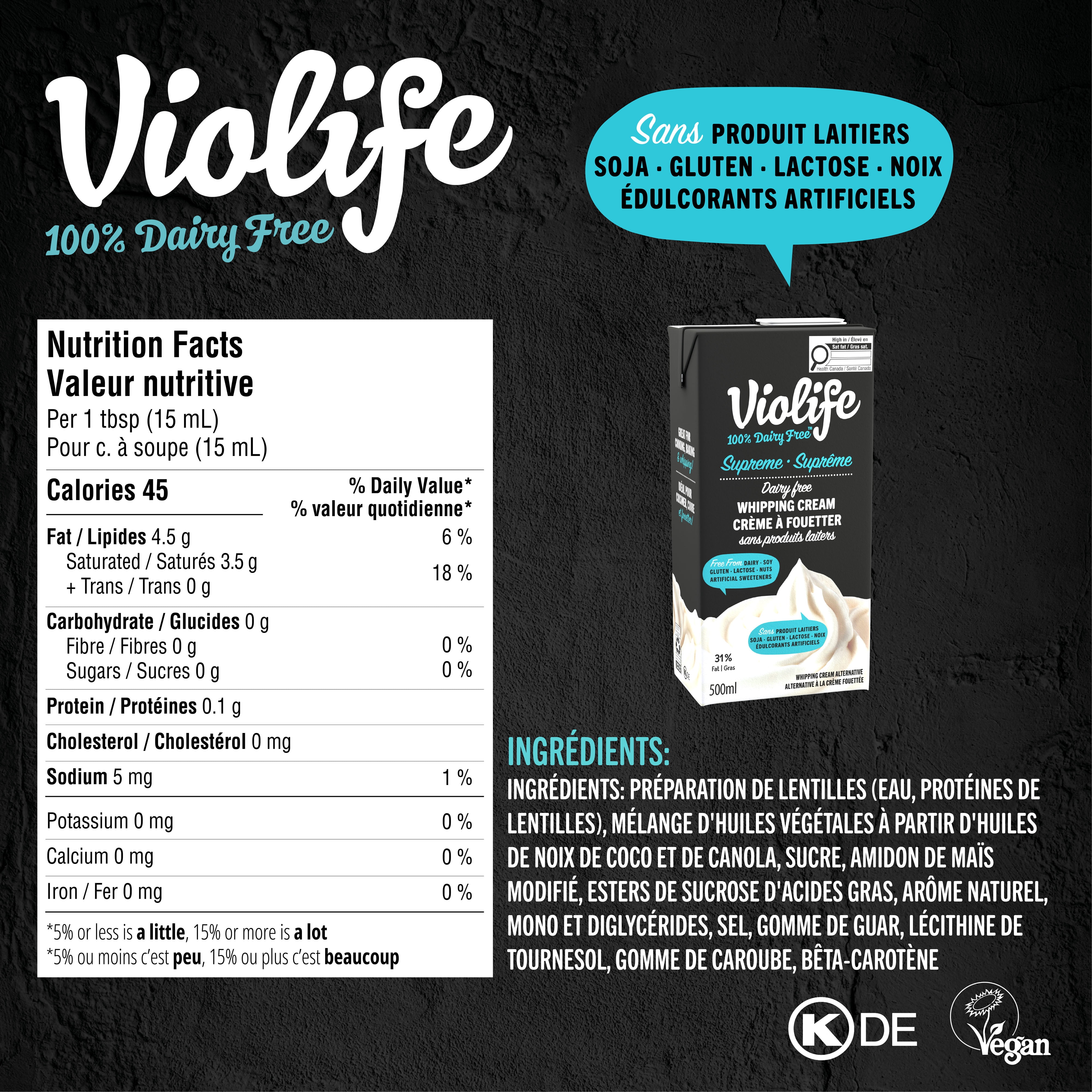 Violife Crème à Fouetter Sans Produits Laitiers