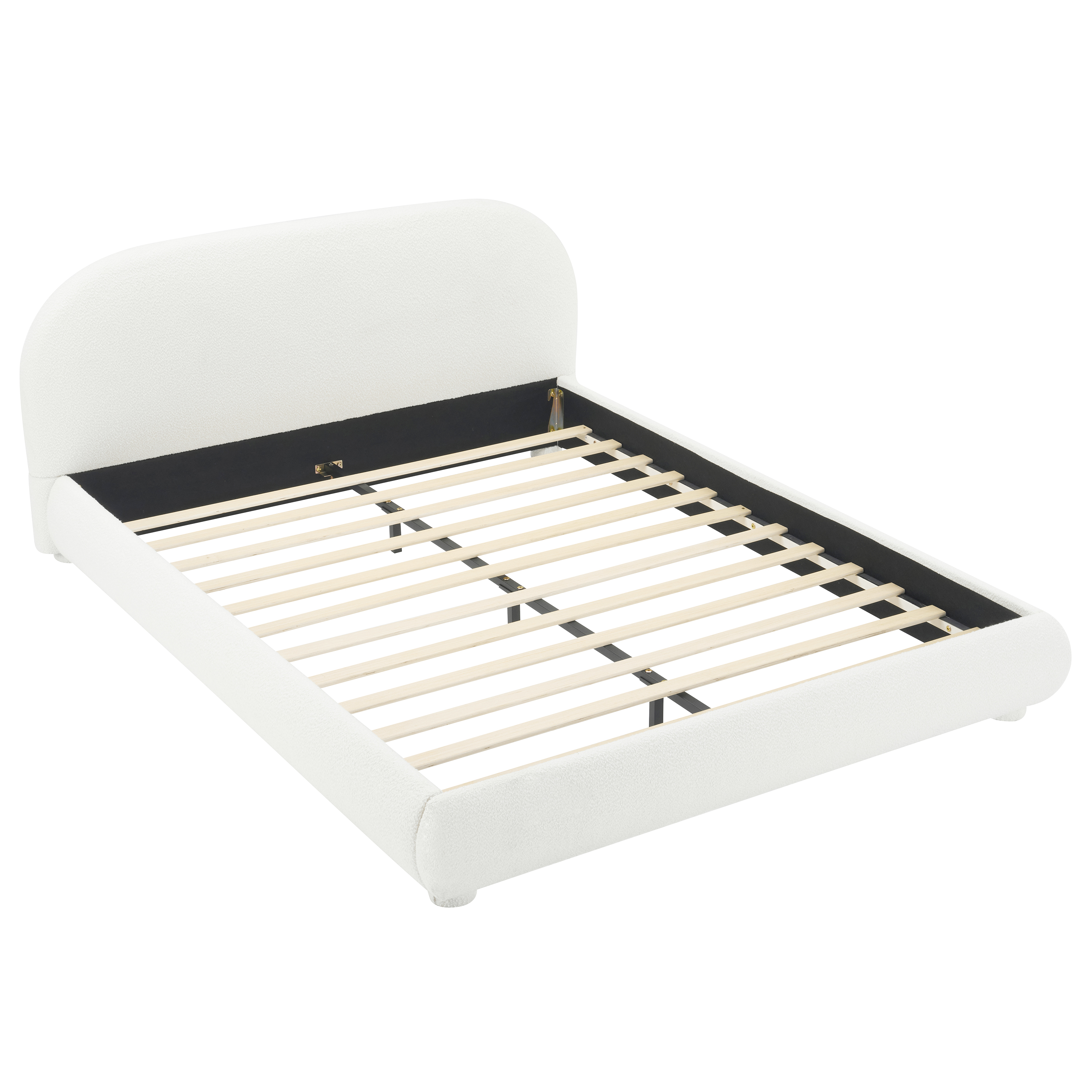 Noble House Lit rembourré Style Queen Cream, tête de lit en tissu texturé courbé avec cadre solide, blanc crémeux