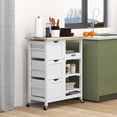 thumbnail image 2 of HOMCOM Kitchen Cart on Wheels with Wood Top, 3 Drawers and Shelves, 2 of 10