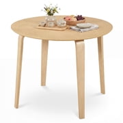 Costway 37.5" Round Kitchen Table Circle Dining Room Table with Rubber Wood Legs Natural