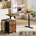thumbnail image 1 of GUNAITO Computer Desk 66" × 23.6" Electric Standing Desk with 3 Drawers Height Adjustable Stand Up Table Ergonomic Sit Stand Desk with Splice Board for Home Office Rustic Brown, 1 of 11