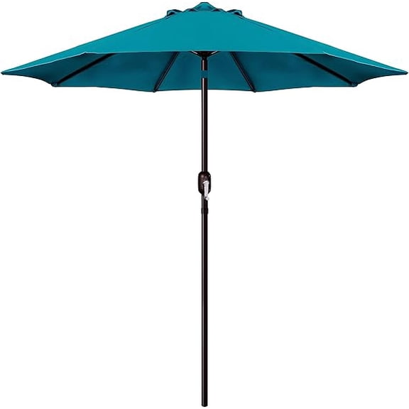 Parasol de Patio Extérieur 9 Pi (2,7 m), Parasol de Table Extérieur, Parasol de Cour, Parasol de Marché avec 8 Nervures Robustes, Inclinaison à Bouton-Poussoir et Manivelle