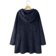 thumbnail image 1 of Women Printed Button Plush Tops Hooded Loose Cardigan Wool Coat Winter Jacket, 1 of 9