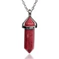 thumbnail image 1 of Angelstones Pink Rhodonite Gemstone Hexagonal Pointed Reiki Chakra Pendant Necklace 18", 1 of 3