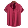 thumbnail image 2 of Birdeem Chemise Décontractée pour Homme à Manches Courtes à Col Montant Chemise Décontractée à Manches Courtes à Col Montant, 2 of 12