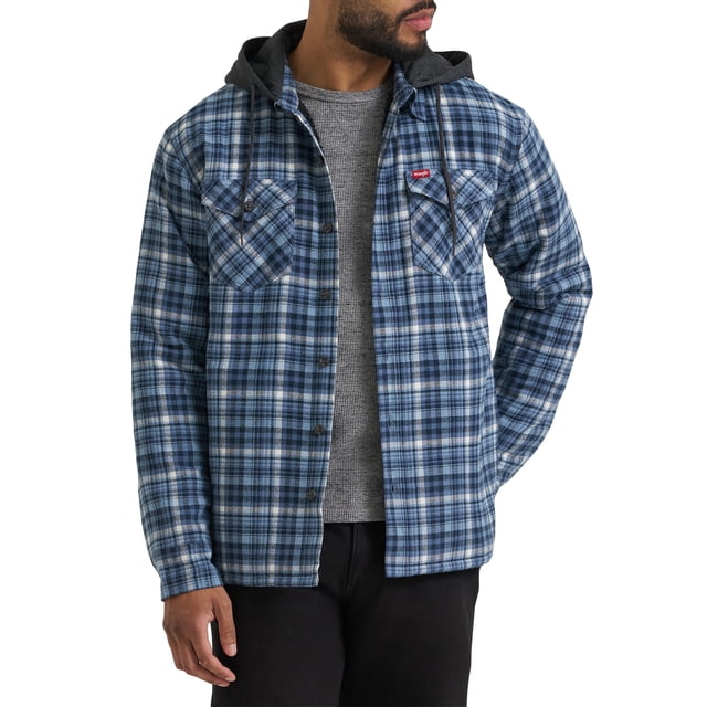 Wrangler® Men's Hooded Shirt Jacket, Blue