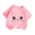 thumbnail image 3 of PMVFHDE Hauts Fille Hauts pour Fille 2025 Hauts d'Été Tendance Hauts Filles Hauts Fille Été Enfant Filles Mignon Graphique Col Rond Manche Courte T-Shirt d'Été Décontracté T-Shirt Rose,5-6 Ans, 3 of 5