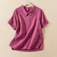 thumbnail image 2 of Birdeem Blouses pour Femmes Chemisier en Coton et Lin à Revers d'Été Nouveau Haut à Manches Courtes Haut/chemise à Revers à Manches Courtes, 2 of 12