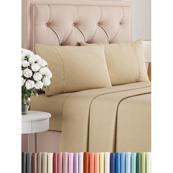 Ensemble de Draps Taille Grand Confortables, Respirants et Rafraîchissants, Draps d'Hôtel de Luxe pour Femmes et Hommes, Poches Profondes, Ajustement Facile, Draps Extra Doux et Infroissables, Lit