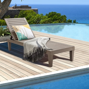 Gymax Chaise Longue d'Extérieur pour Patio, Fauteuil Inclinable avec Dossier Réglable, Brun