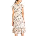 thumbnail image 3 of INSPIRE CHIC Women's Floral Print Flutter Sleeves Square Neck Ruffled Hem Dress, 3 of 6