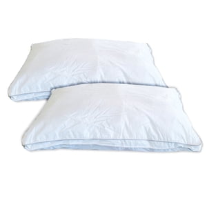 Cotton House - Ensemble de deux oreillers, gel de microfibre, 100% Égyptienne Cotton Couverture, taille standard, fabriquée au Canada