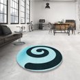 thumbnail image 4 of Ahgly Company Tapis d'Intérieur Lavable à la Machine, Carré, Transitionnel, Bleu Geai Bleu, Tapis de Zone, 8 Pieds Carré, 4 of 7
