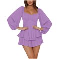 thumbnail image 1 of Birdeem Robe d'Été Décontractée à Manches Courtes pour Femmes, Épaules Dénudées, Col en V Uni, 1 of 5