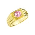 thumbnail image 3 of RYLOS Bague pour Hommes Bague en Or Jaune 14K, Forme Ronde 7MM Bagues de Style Designer Pierres Précieuses Roses Bagues de Naissance en Octobre Or Taille 12, 3 of 7
