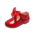thumbnail image 1 of LNMQLPDBS Baby Girl Shoes Summer and Autumn Girls Boots Cute Flat Solid Color Round Head Ribbon Bow Hook Loop Ruffle Trim Leather Dressy Shoes Toddler Size 9 Shoes Girls for Wedding Communion, 1 of 9