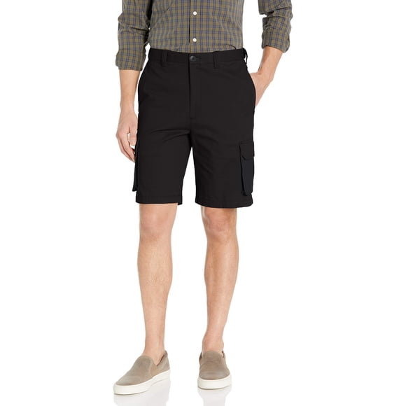 Haggar Short Cargo à devant Plat Extensible et Confortable pour Homme, Noir, 36