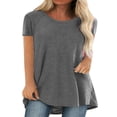 thumbnail image 1 of T-shirt à Manches Courtes pour Femmes, Hauts Grande Taille, Tunique Décontractée à Col en V, Blouse Ample, 1 of 2