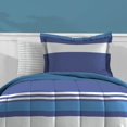 thumbnail image 3 of Dream Factory Kids 5-Piece Complete Bed Set Easy-Wash Super Soft Microfiber Comforter Bedding, Twin, Blue Rugby Stripe, (2D872701BL), 3 of 6