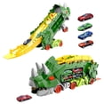 thumbnail image 2 of QUTETN Transporteur Ultime de Dinosaures Camion Transformable avec Ensemble de Piste de Course - Hirondelles à Double Transformation 4 Voitures Comprend Piste de Course et Rangement pour 12 Voitures (Vert), 2 of 8