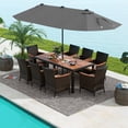 thumbnail image 4 of Costway 11 PCS Patio Dining Set with 15ft Double-Sided Patio Umbrella (Base Included) Grey, 4 of 10