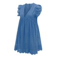 thumbnail image 4 of Ketyyh-chn99 Robes de Printemps pour Femmes Grande Taille Robe Élégante pour Femme Robe d'Été Manche à Volants Ample Fluide Plissée Robe Mini Bleu Foncé,m, 4 of 4