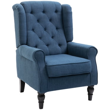 HOMCOM Fauteuil d'Appoint Capitonné à Boutons avec Dossier Ailé et Accoudoirs Arrondis