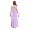 thumbnail image 4 of TTAO Robe en Chiffon Sans Manches Col en V Perles Mariage Demoiselle d'Honneur Soirée Bal Formel Lavande 14, 4 of 7