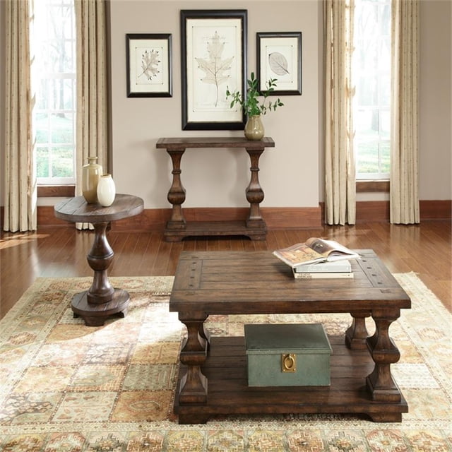 Ensemble de Salon Sedona Brun Foncé 3 Pcs (1-Cocktail 2-Tables d'Appoint)
