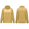 thumbnail image 4 of TIMIFIS Womens' Turtleneck Long Sleeve Cable Knit Sweaters Oversized Sweaters Fall Long Sleeve Spilt Hem Tunic Pullover Sweater Knit TopsFall/Winter, 4 of 5