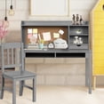thumbnail image 2 of Giantex Kids Desk and Chair Set, Children Study Writing Desk w/Chair, Student Wooden Computer Workstation, Grey, 2 of 8