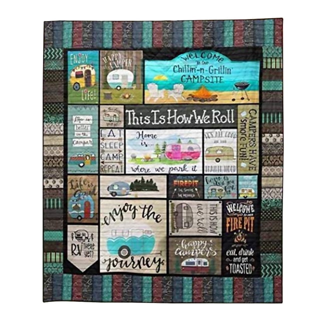 Tapis de Camping Extérieur Portable pour Fête et Voyage, Anti-Humidité, Mode, Multicolore, à Empiècements, à Grille, Tapis de Camping