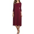 thumbnail image 2 of Nlife Women Round Neck 3/4 Sleeve Swing Midi Dress, 2 of 4