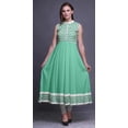 thumbnail image 2 of Bimba Robe Anarkali Géométrique Vert Mer Col Mandarin Sans Manches Kurtis pour Femmes Imprimé Robe Maxi X-Small, 2 of 6