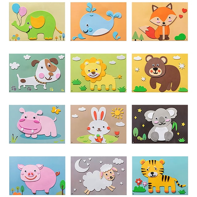 B Childrens Diy Eva 3D Paste Painting Craft Kit Educational Activity For Kindergarten