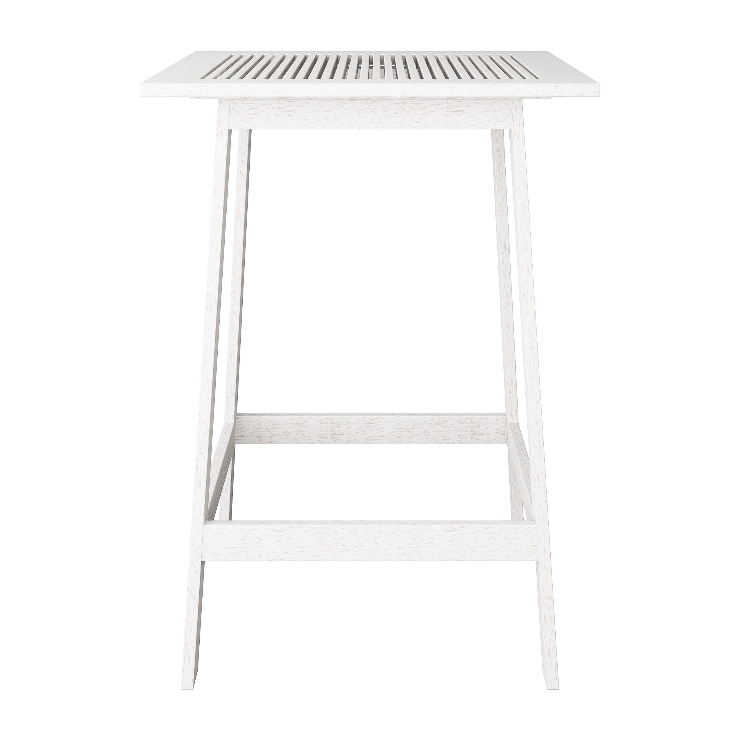 Table de bar carrée d'extérieur CorLiving Miramar en bois massif avec plateau à lattes, blanche