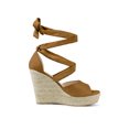 thumbnail image 3 of BLISSFUL STEP Chaussures pour Femmes Espadrilles à Lacets Sandales Compensées à Plateforme Brun 10, 3 of 8