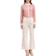thumbnail image 2 of INSPIRE CHIC Women's Color Block Button Down Long Sleeve Work Shirt S Pink, 2 of 7