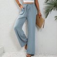 thumbnail image 2 of FAIWAD Womens Wide Leg Palazzo Pants Spring Summer High Elastic Waist Loose Casual Flowy Pants with Pockets, 2 of 7