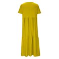 thumbnail image 4 of Fshaion Robe d'Été pour Femmes 2024 Grande Taille Coton Lin Couleur Ample Col en V Manches Courtes Robe Liquidation à Moins de 10!, 4 of 5