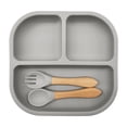 thumbnail image 1 of Silicone Divided Tableware Set for Dining Table and Food Serving Tray with Utensil Holder Durable Kitchen Dish for Meals, 1 of 3