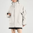 thumbnail image 4 of Women's Fashion Solid Color Long Sleeve Waterproof Rain Jacket with Zipper Pockets, Windbreaker Coat for Outdoor Use, Hooded Design for All-Weather Protection, 4 of 7