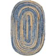 thumbnail image 1 of Unique Loom Tressé Chindi Collection Casual Moderne Bleu Ovale Tapis (3' 3 x 5' 0), 1 of 4