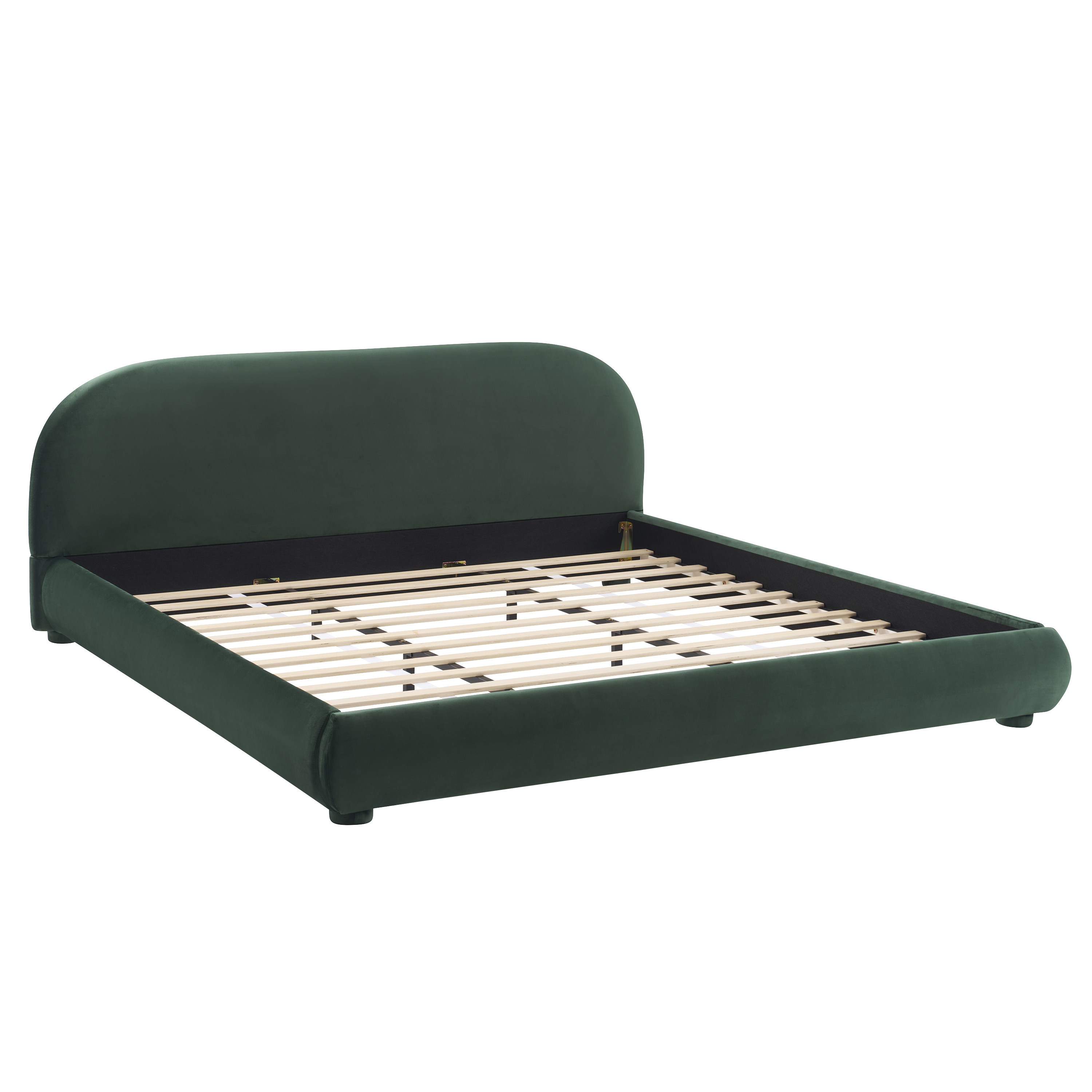 Noble House Lit rembourré Style King Cream, tête de lit en tissu texturé courbé avec structure solide, vert foncé